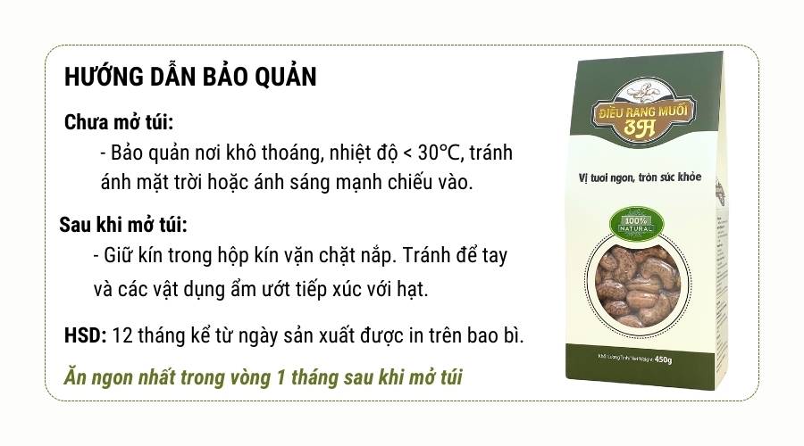 Cách bảo quản hạt điều rang muối